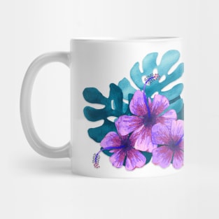 Tropical purple hibiscus flowers Mug